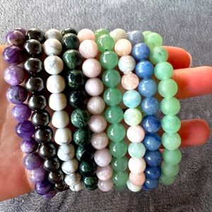 SET OF NINE Gemstone bracelets various gemstone bracelet lot
